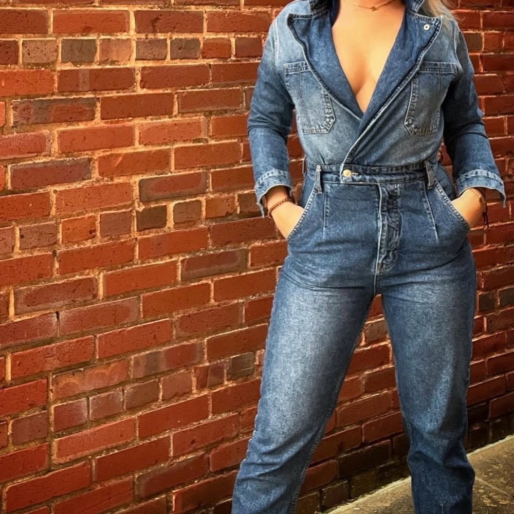 Free People Denim Jumpsuit